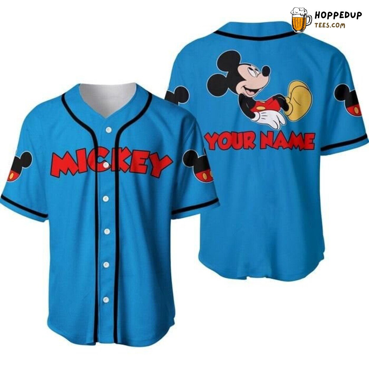 Disney Mickey Mouse Chilling Red Blue Graphic Baseball Jersey