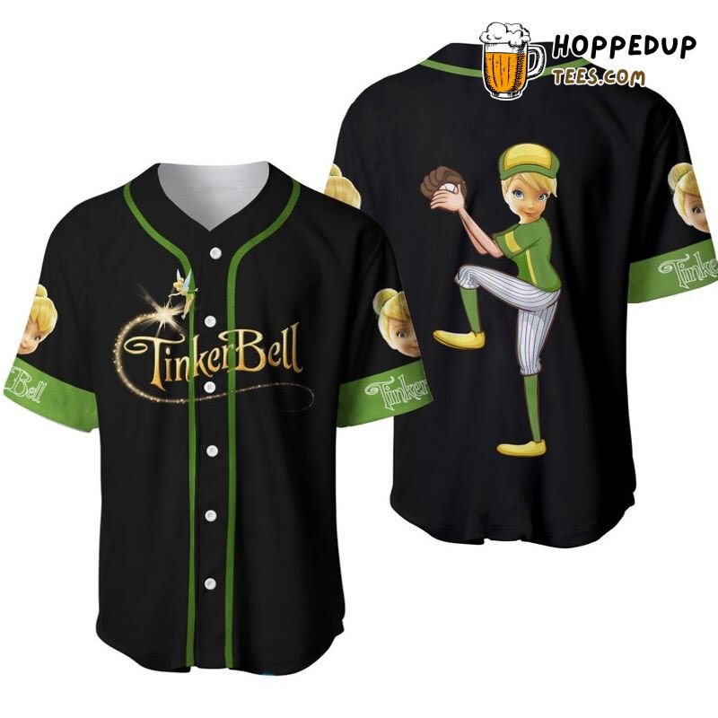 Disney Tinker Bell Pitcher Black 3D Print Unisex Baseball Jersey