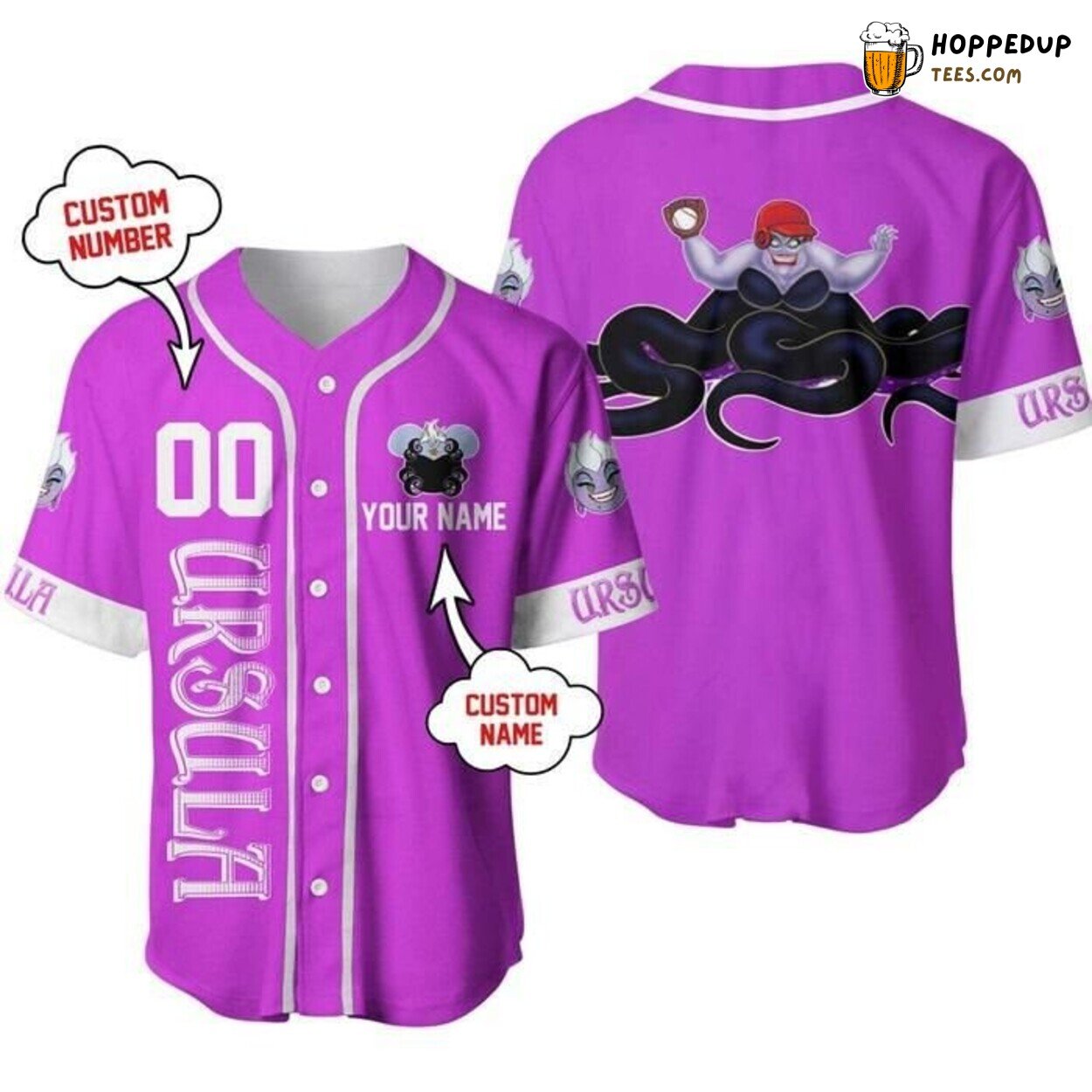 Disney Ursula Fuchsia Pink Purple Graphic Baseball Jersey Villain