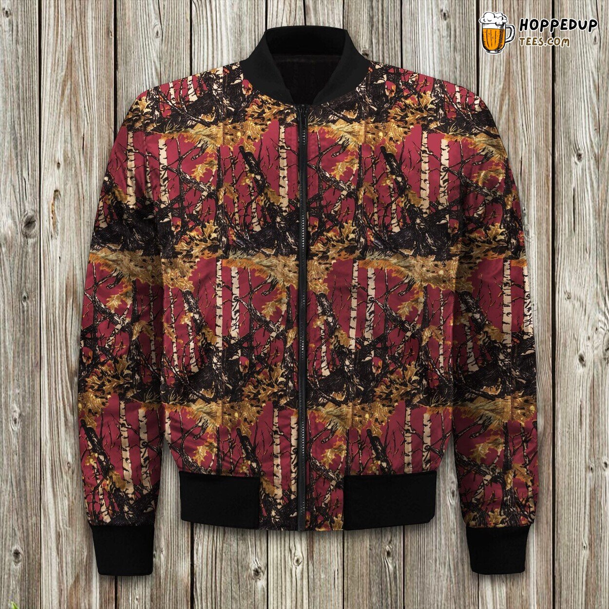 Distinct Red Camouflage Winter Bomber Jacket Quality Tailored Finish
