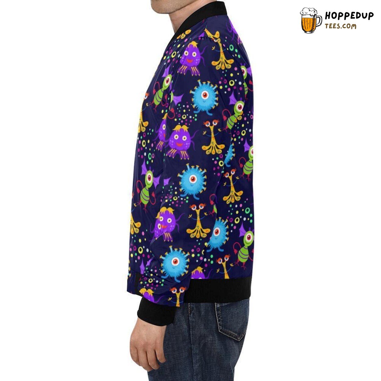 Distinct Ufo Alien Pattern Print Men’s Bomber Jacket Fashion Statement