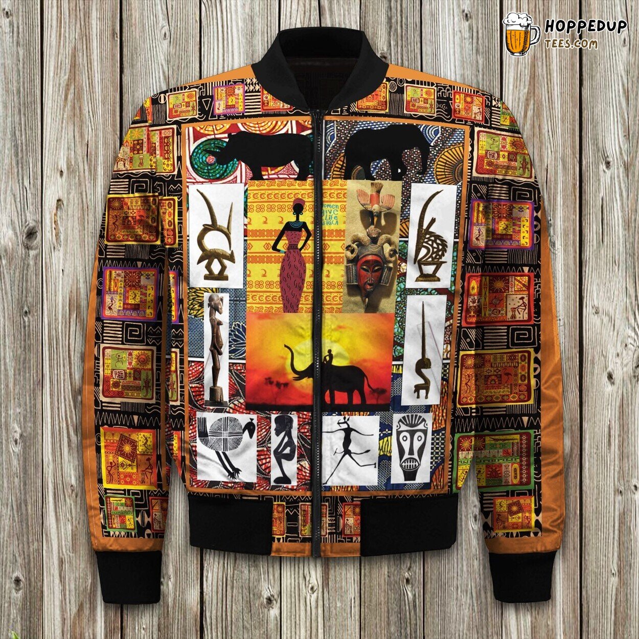Distinctive African Motif Winter Bomber Jacket Premium Tailoring Exquisite
