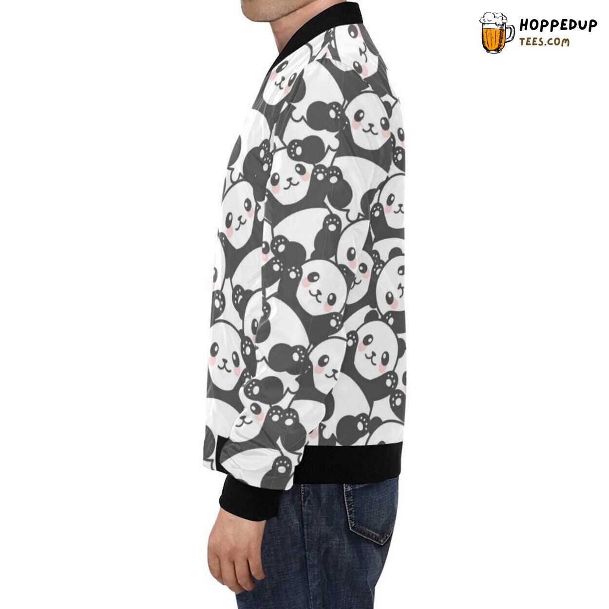 Distinctive Baby Panda Pattern Print Design Men’s Bomber Jacket