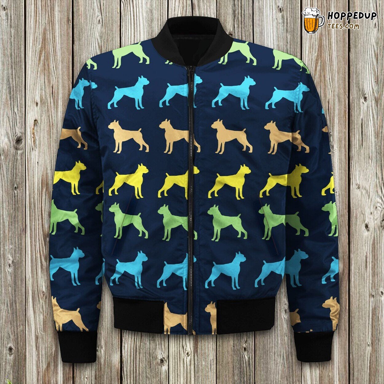 Distinctive Boxer Dog Art Winter Bomber Jacket Exclusive Look Warm