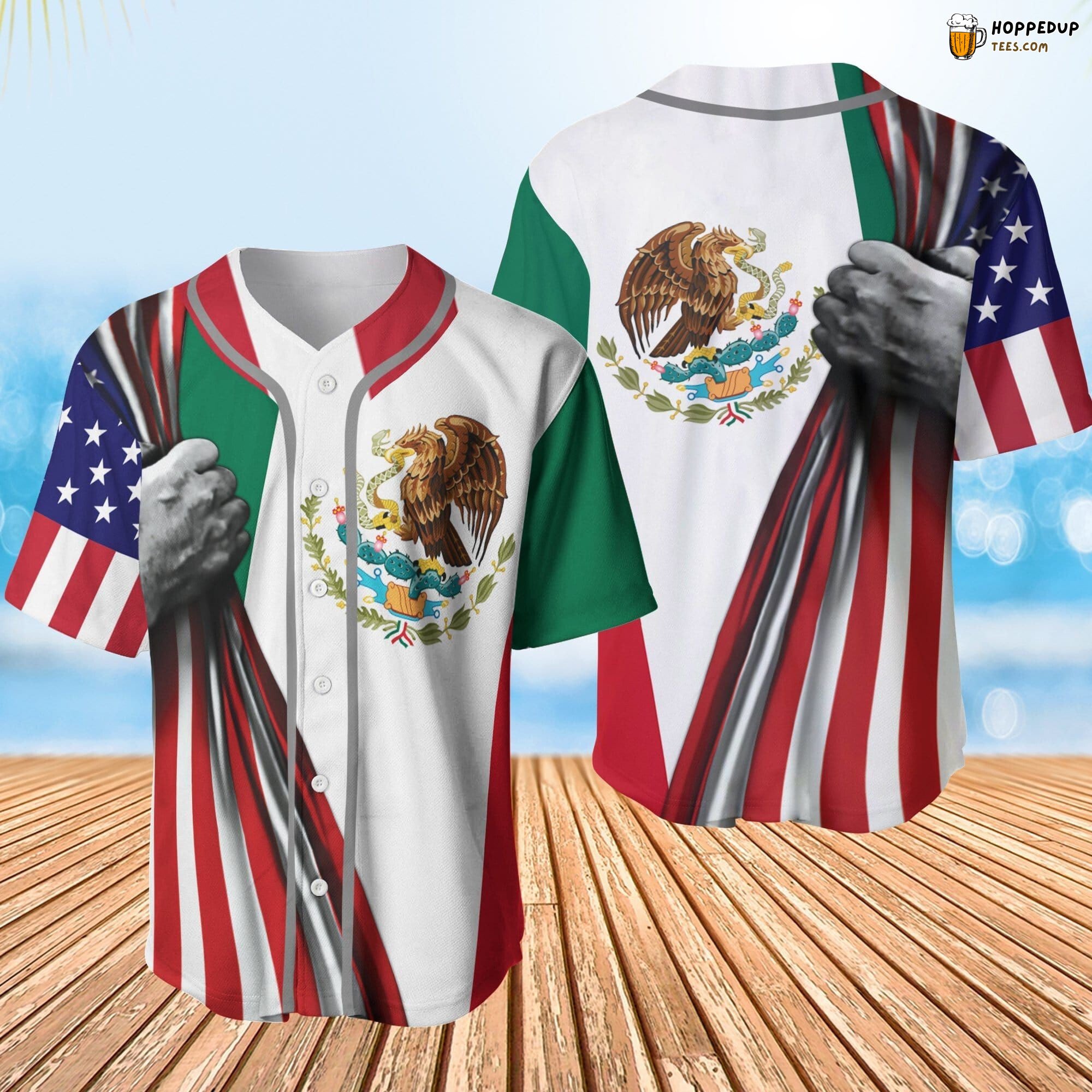 Distinctive Design Mexico Flag Themed Baseball Jersey Unique Look Edition