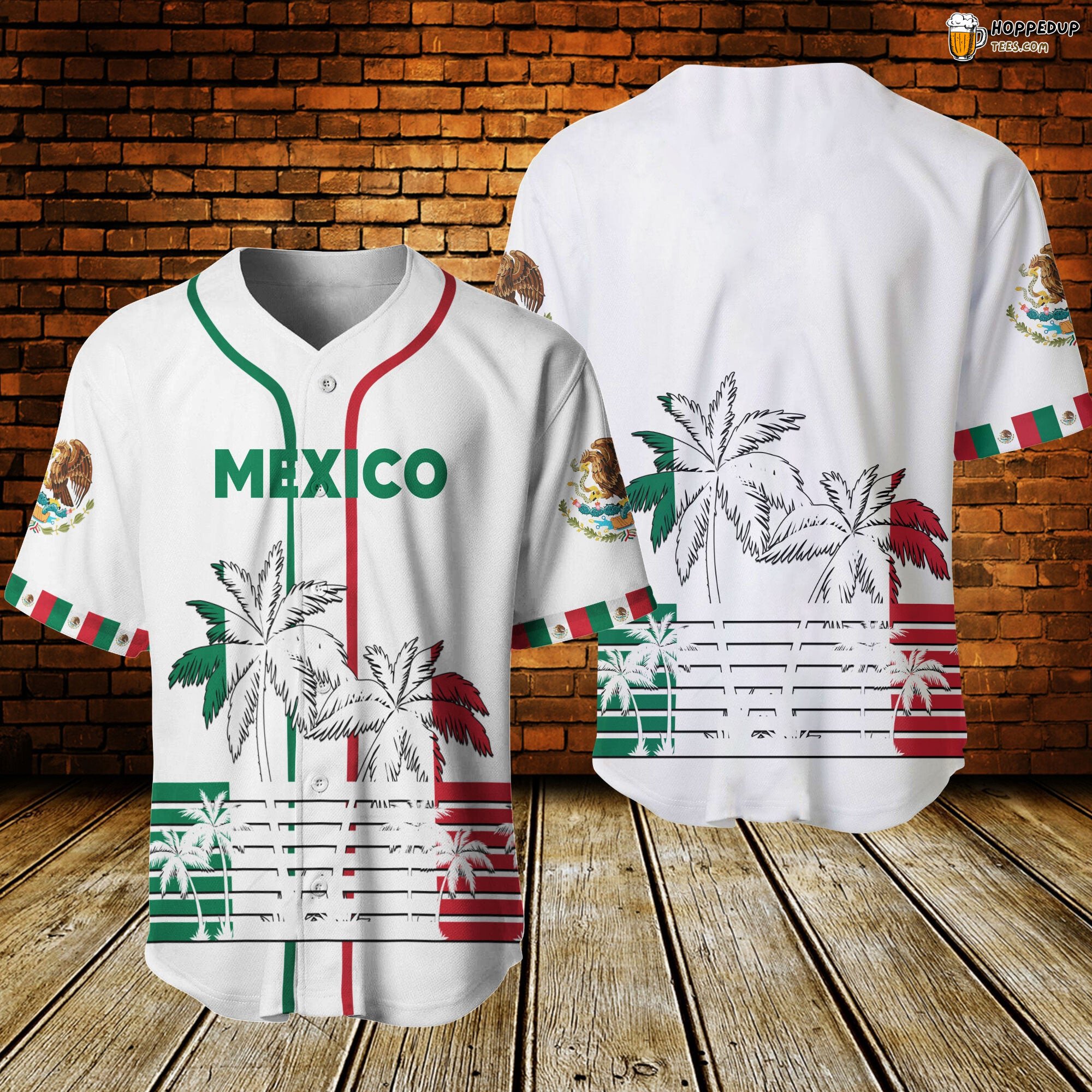 Distinctive Design White Mexico Inspired Baseball Jersey Unique Edition