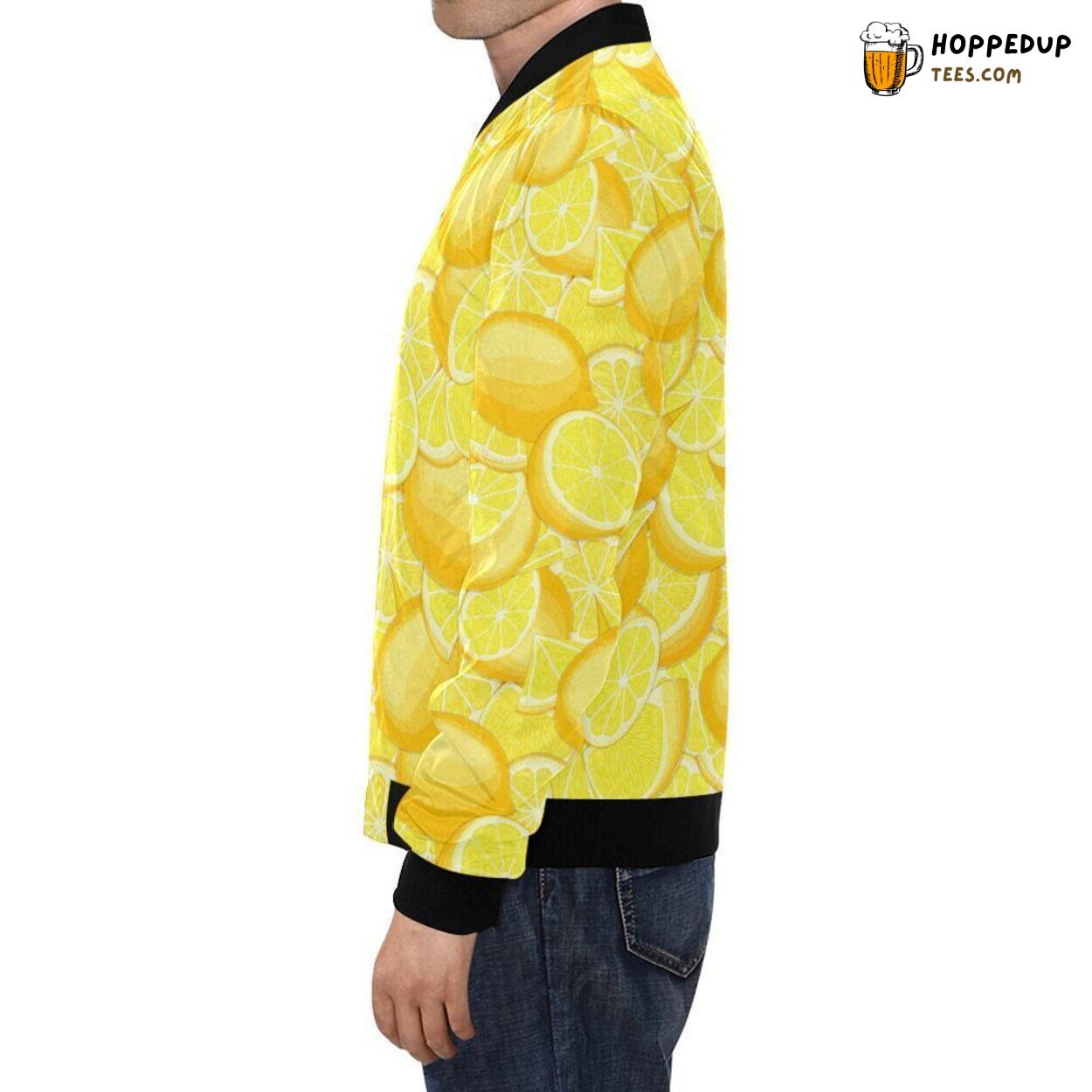 Distinctive Men’s Bomber Jacket with Slice Lemon Pattern Print