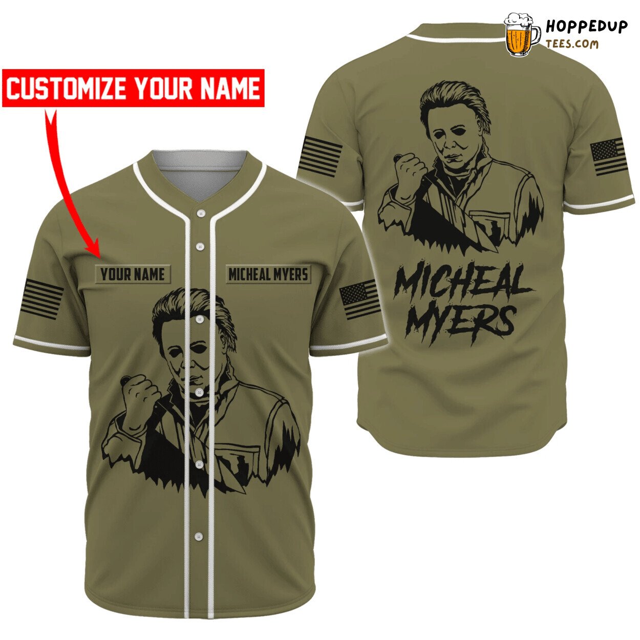 Distinctive Michael Myers Themed Personalized Unique Baseball Jersey