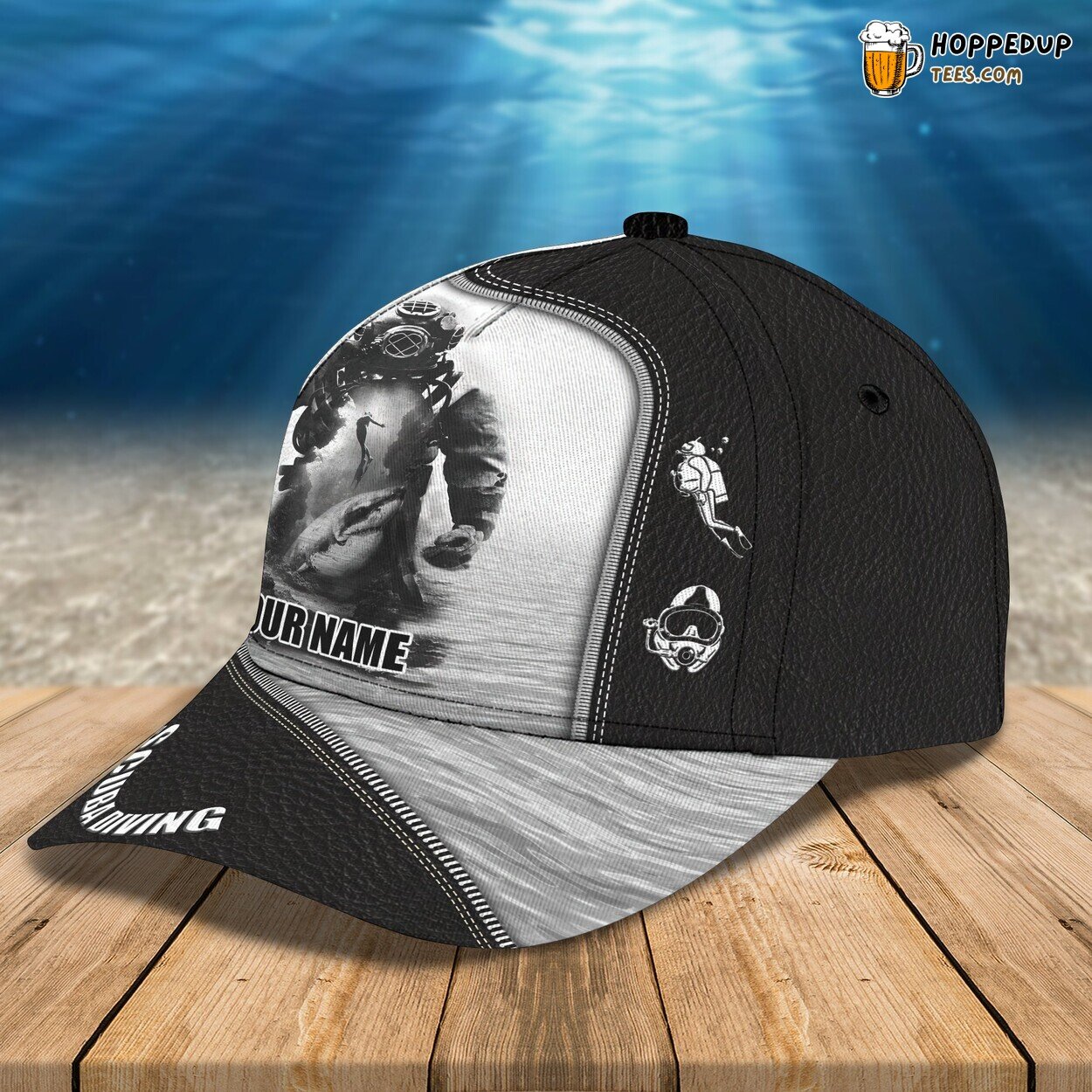 Dive Deep Scuba Diving 3D Classic Cap Personalized Name Unique Edition