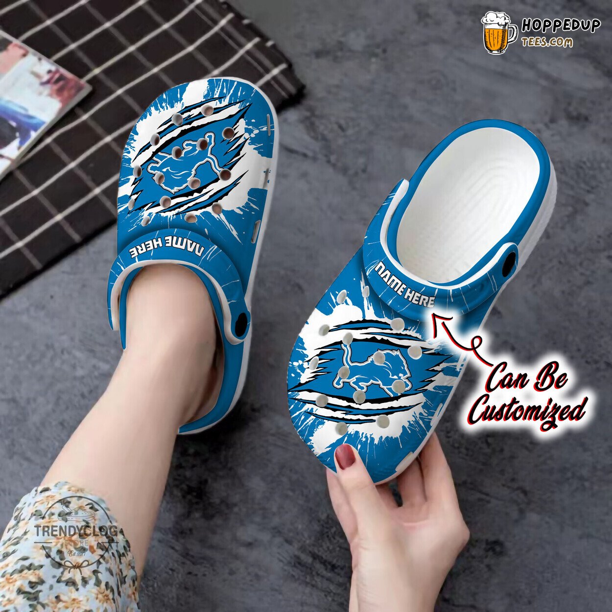 DLions Football Personalized Ripped Claw Design Clog Shoes