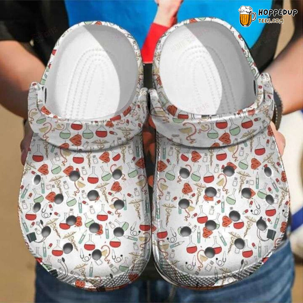 Doctor Nurse Pattern Theme Comfortable Clogs Healthcare Footwear