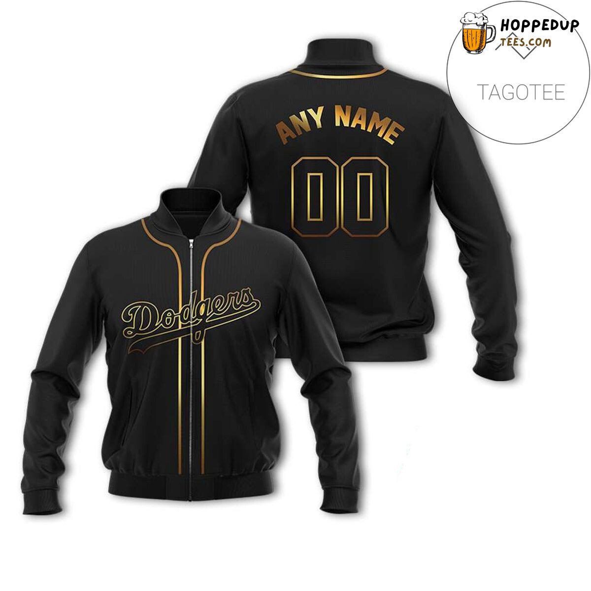 Dodgers Black Custom Name Number MLB Exclusive Bomber Jacket