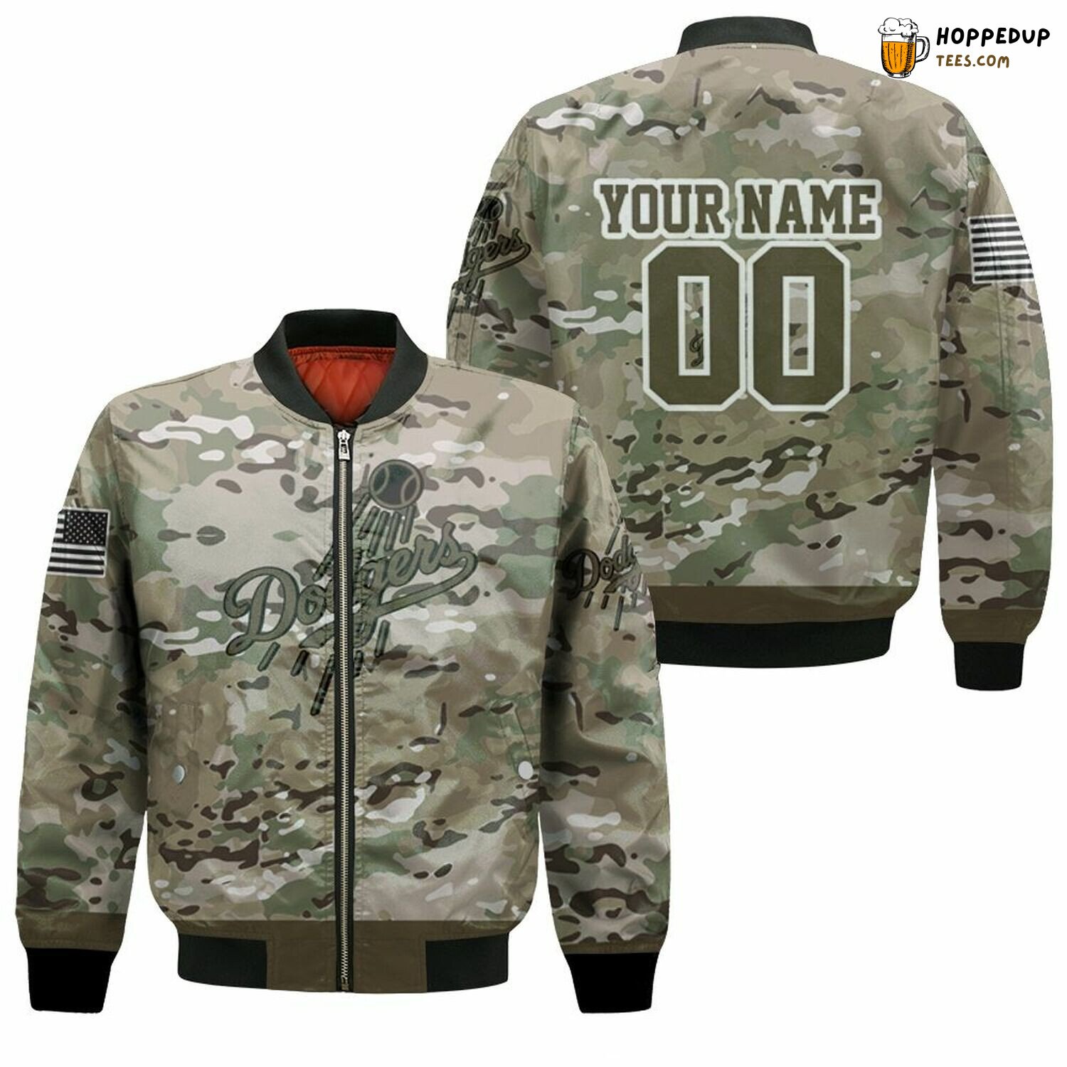Dodgers Customized Name & Number MLB Statement Bomber Jacket Fit