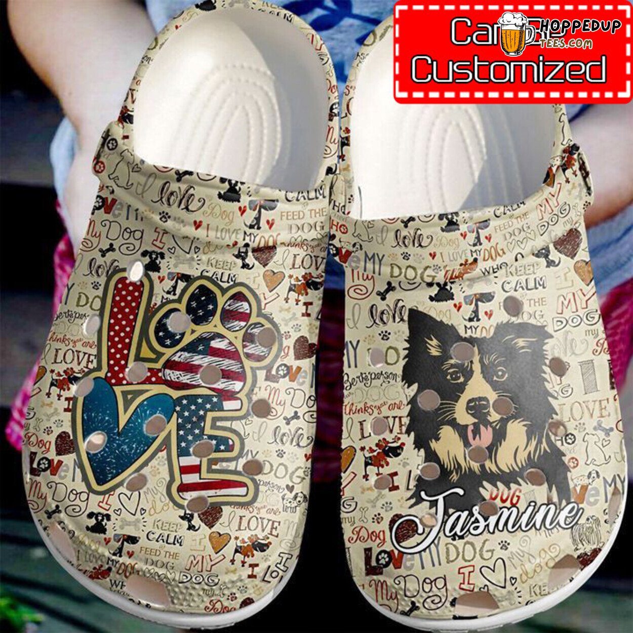Dog Border Collie Personalized Love Vintage Style Comfortable Clog Shoes