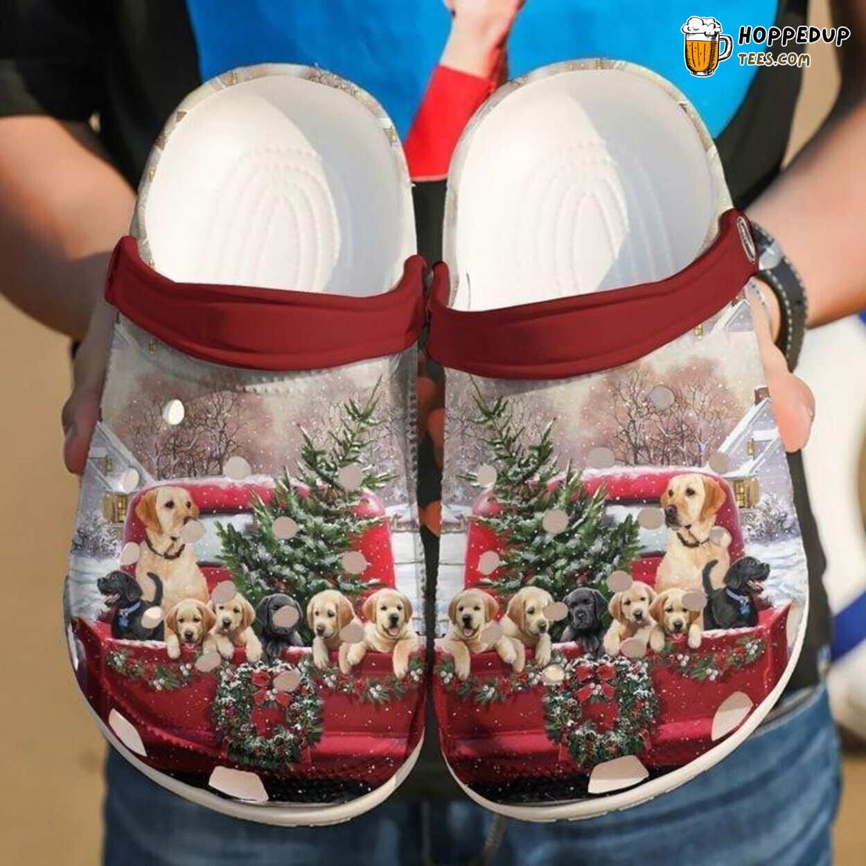 Dog Christmas Truck Themed Gift Water Rubber Clogs Comfortable Footwear