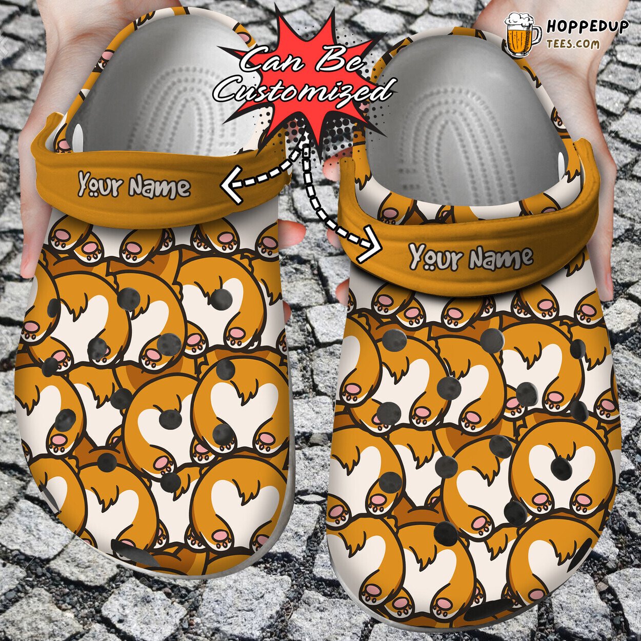 Dog Corgi Butts Personalized Unique Comfortable Clog Shoes Design