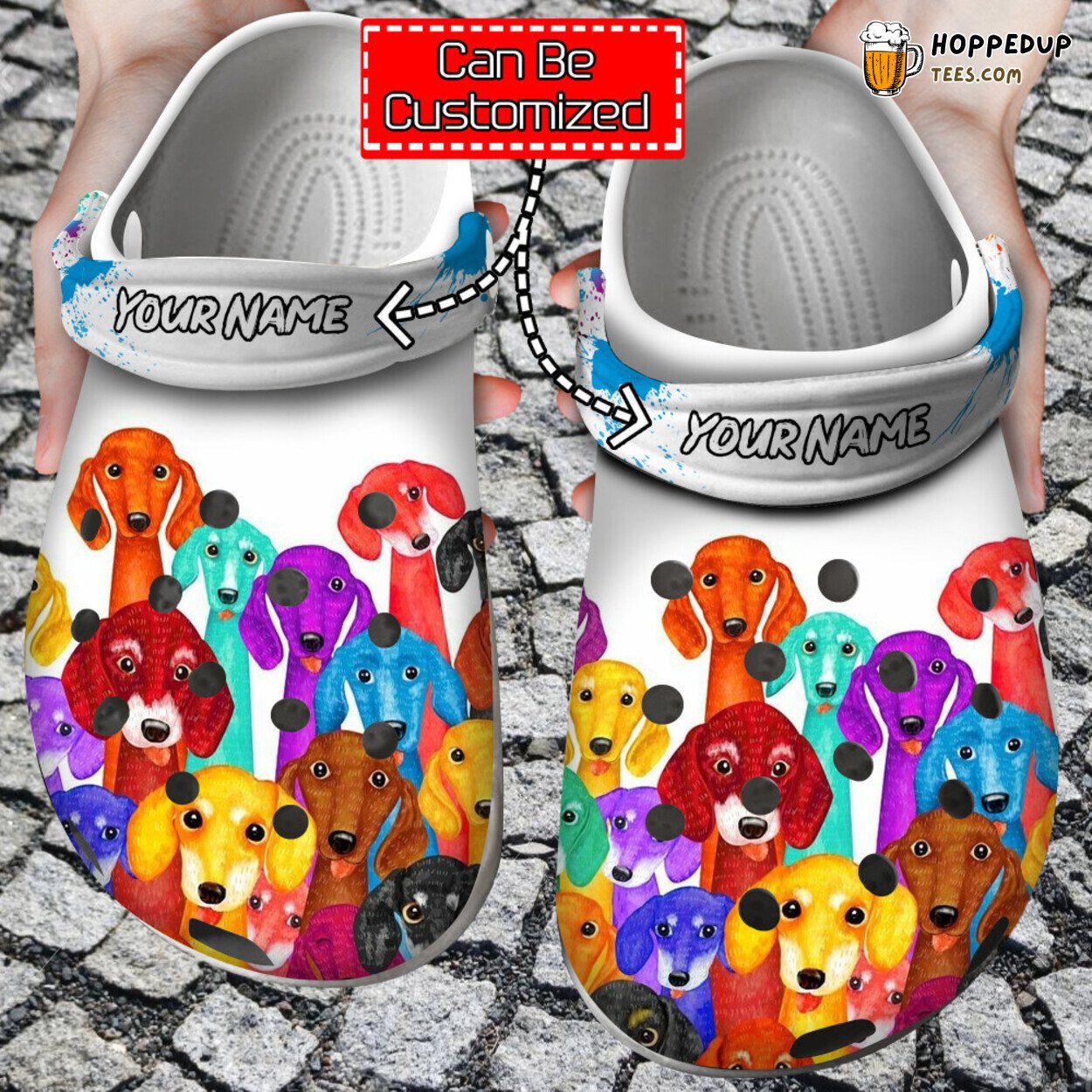 Dog Dachshund Colorful Themed Comfortable Clog Shoes for Pet Enthusiasts