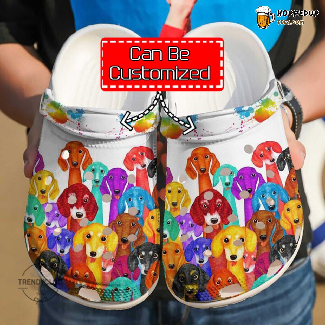 Dog Dachshund Colorful Themed Comfortable Unique Design Clog Shoes