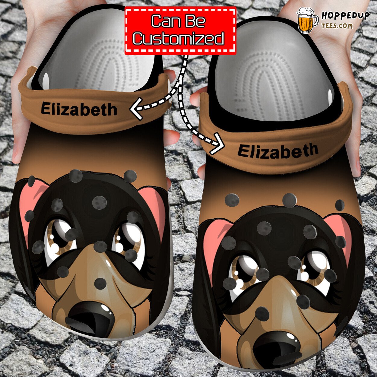 Dog Dachshund Face Print Name Personalized Unique Comfortable Clogs