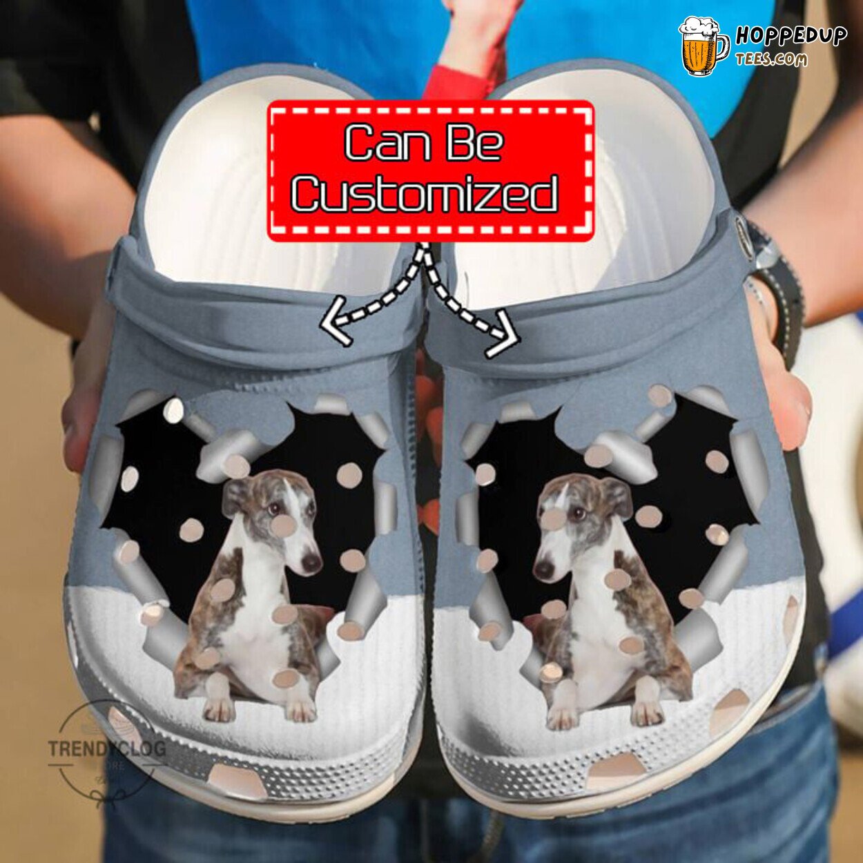 Dog Greyhound Paper Heart Design Comfortable Stylish Clog Shoes