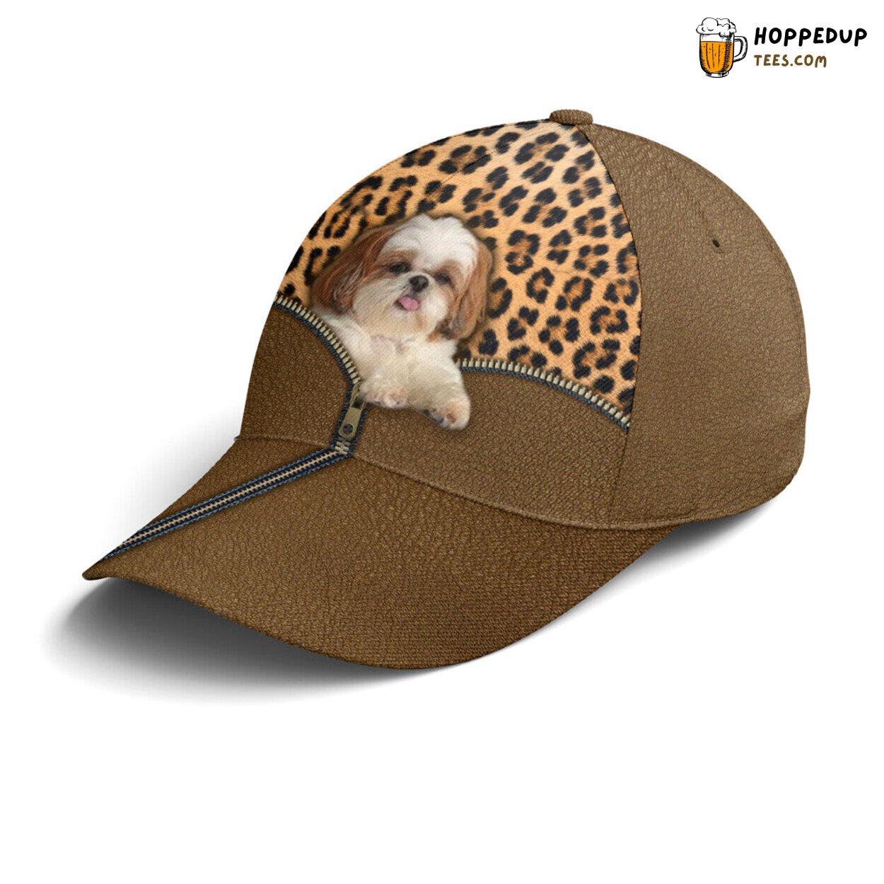 Dog Lovers Shih Tzu Leopard Leather Theme Unique Design Baseball Cap