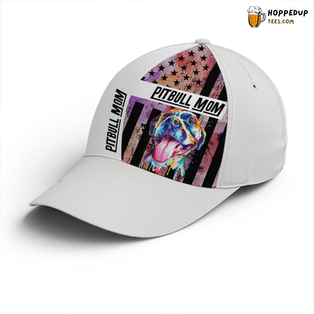 Dog Lovers Tribute Pitbull Mom American Flag Classic Baseball Cap Art