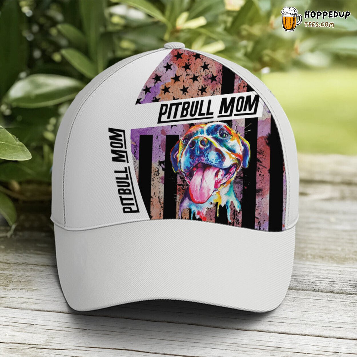 Dog Lovers Tribute Pitbull Mom American Flag Classic Baseball Cap Art