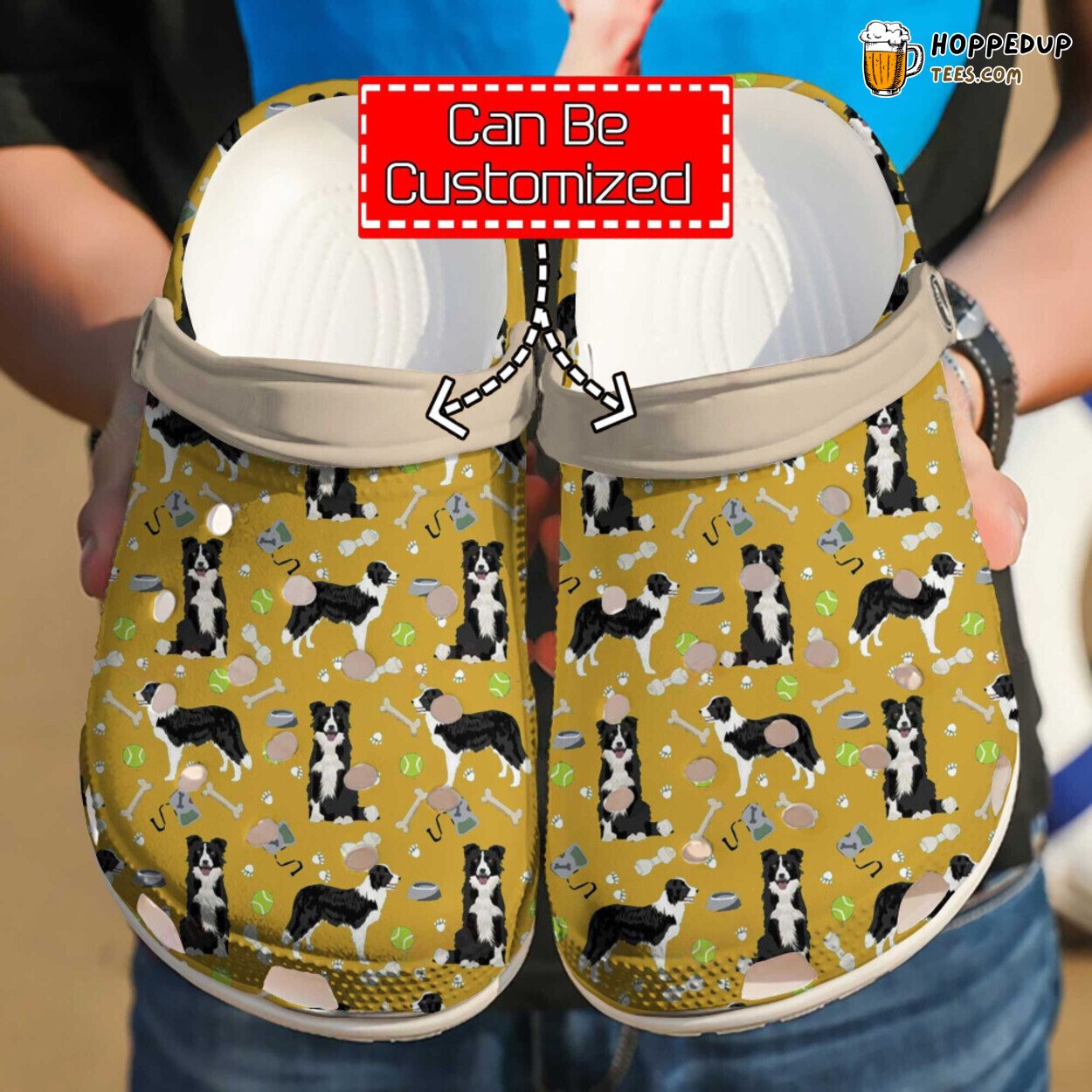 Dog Personalized Border Collie Pattern Comfortable Clog Shoes for Pet Owners