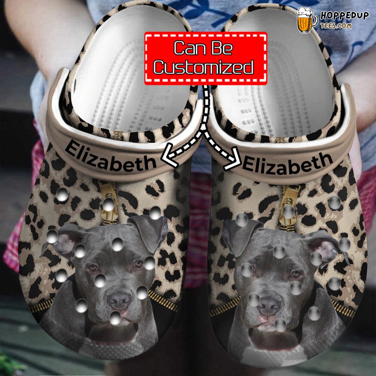 Dog Personalized Pitbull Leopard Pattern Clog Shoes Unique Design