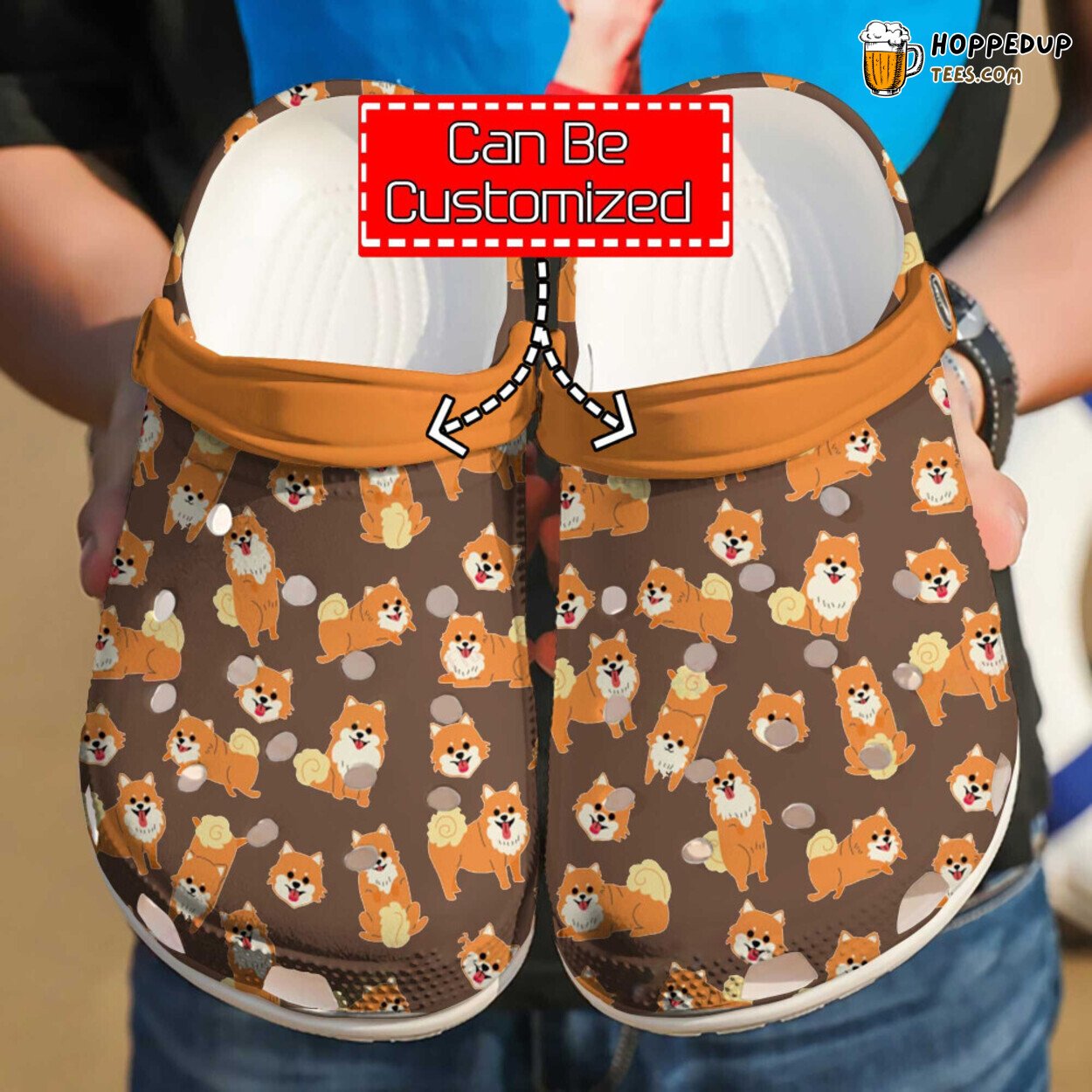 Dog Personalized Pomeranian Pattern Themed Clog Shoes for Pet Lovers