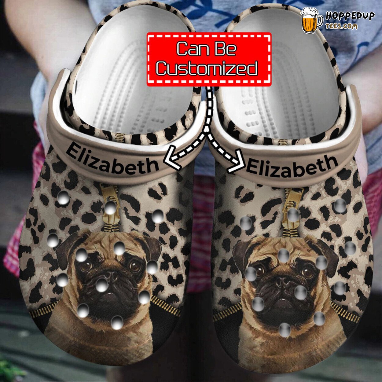 Dog Personalized Pug Leopard Pattern Unique Stylish Clog Shoes