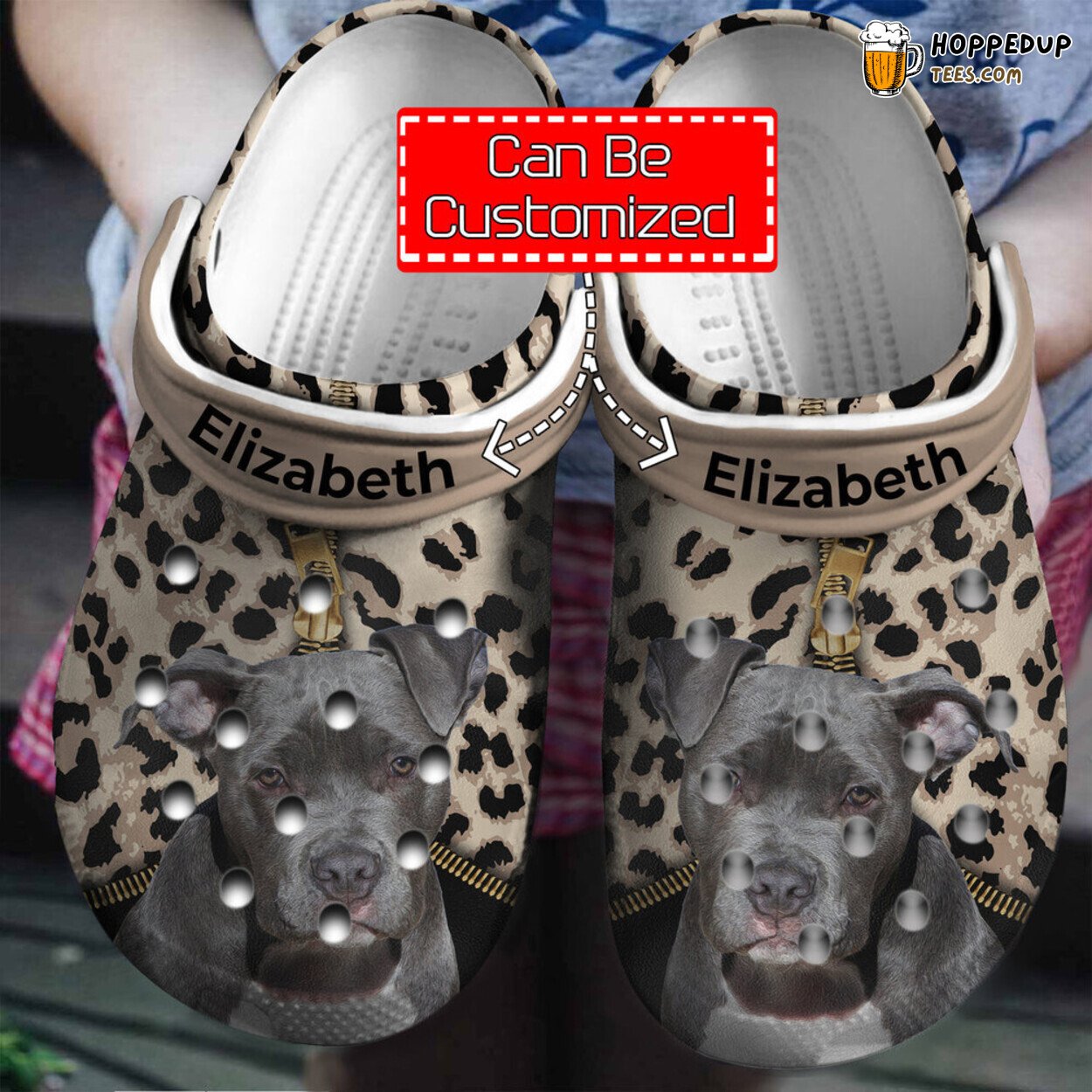 Dog Pitbull Lovers Personalized Leopard Pattern Comfortable Clogs