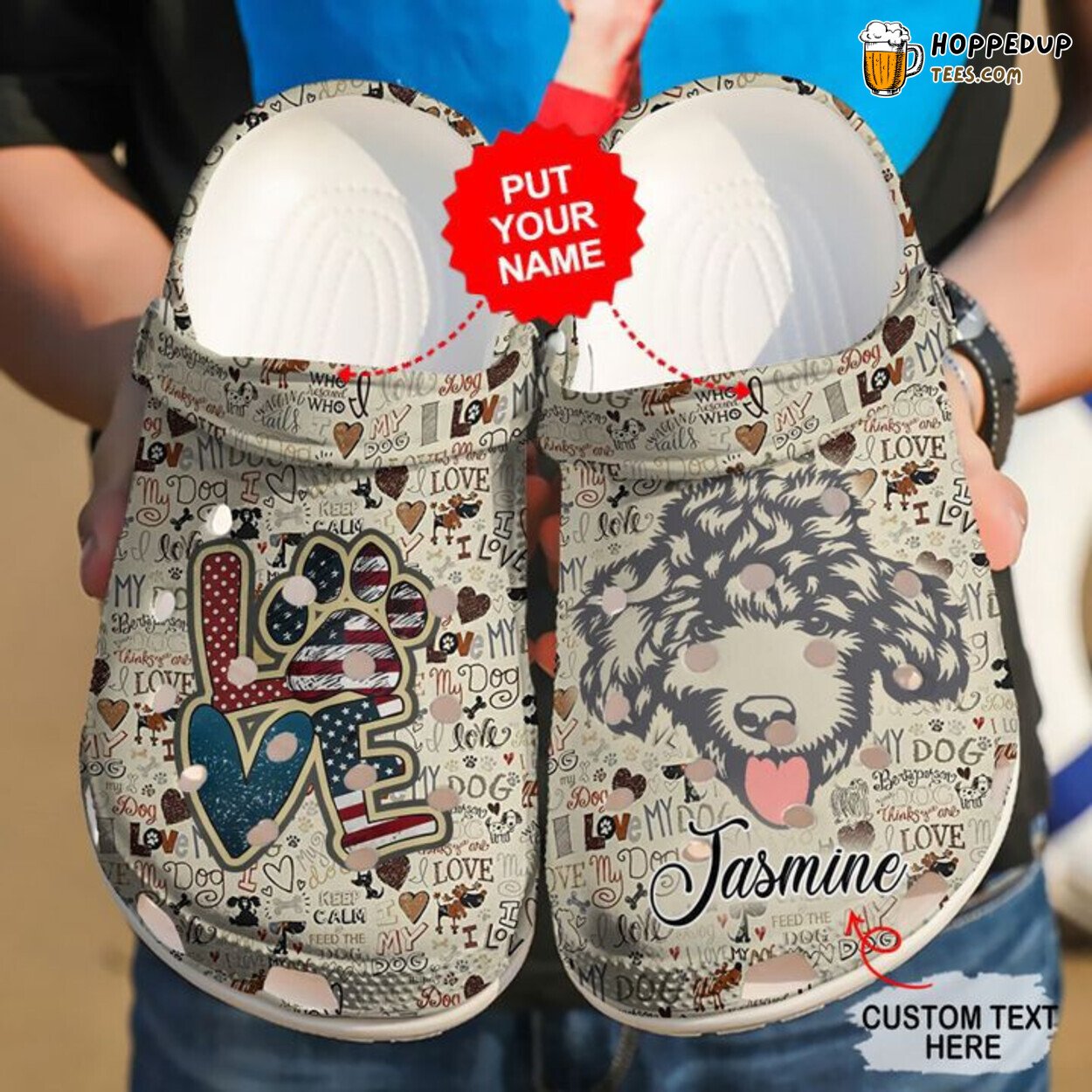Dog Poodle Personalized Love Vintage Comfortable Clogs Canine Shoes