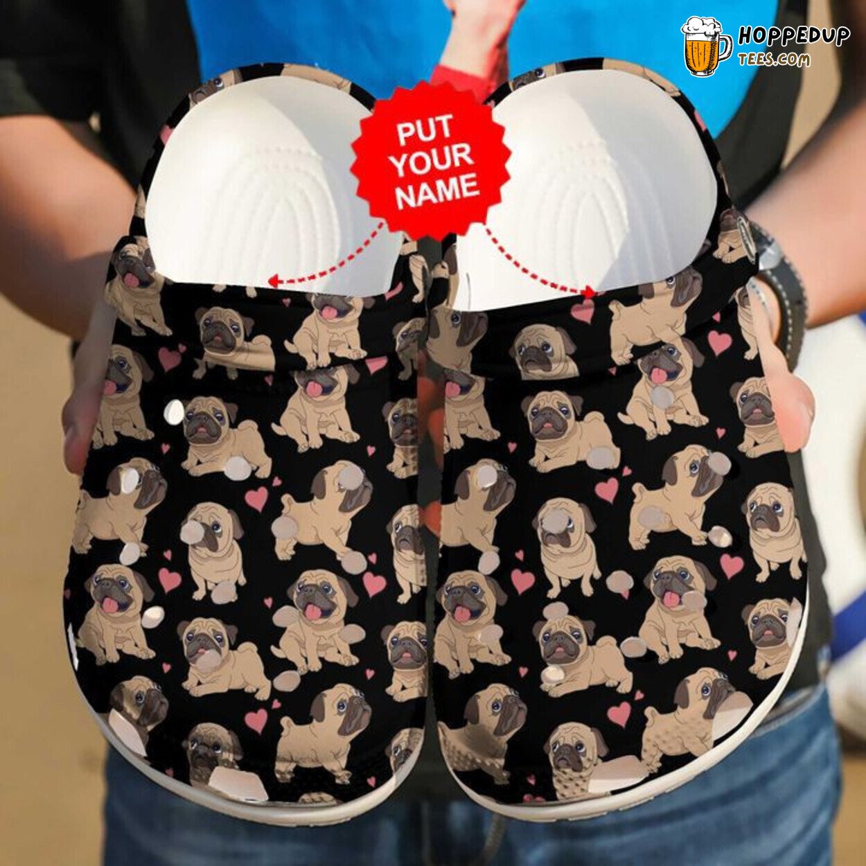 Dog Pug Colorful Custom Design Unique Comfortable Clog Shoes