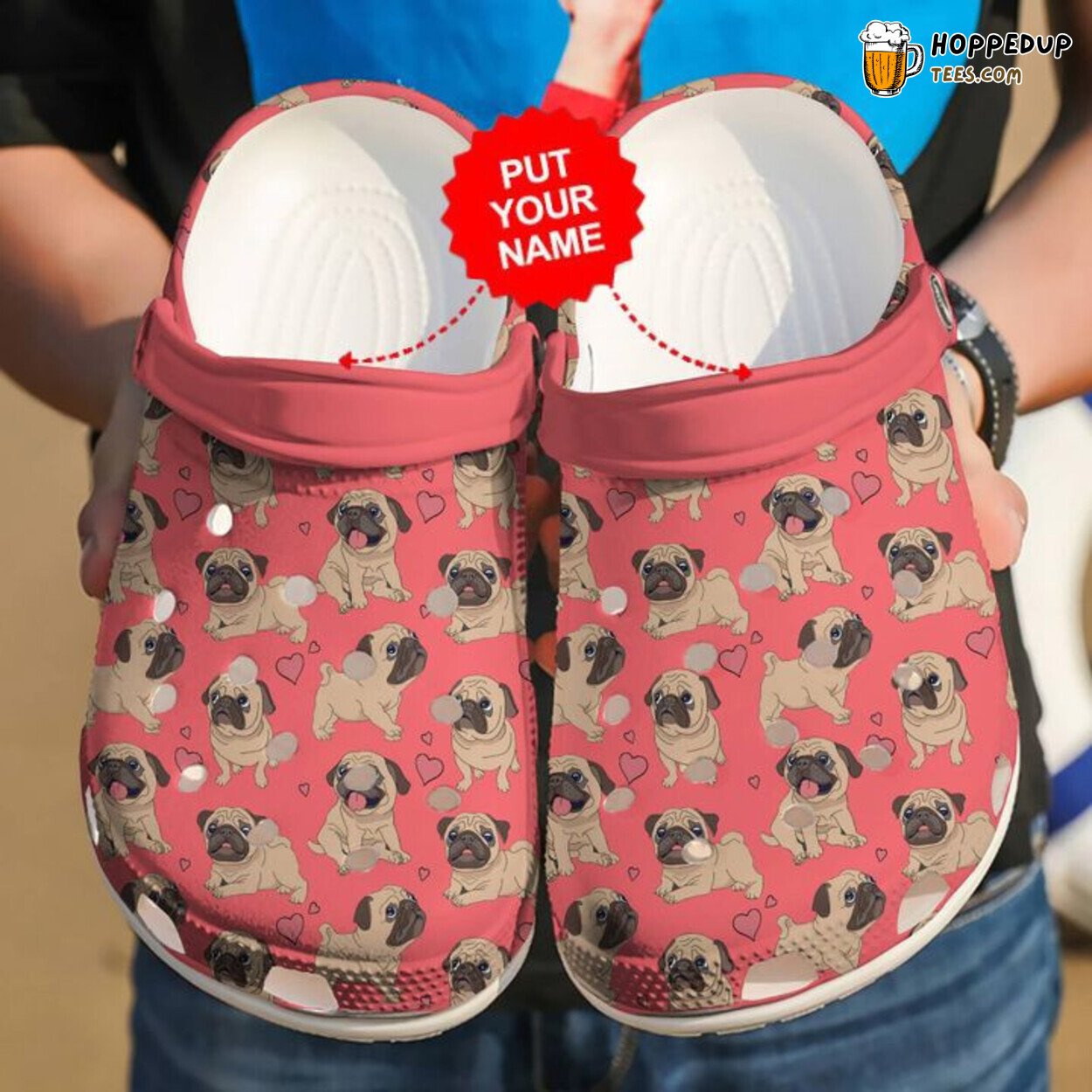 Dog Pug I Love Pugs Custom Themed Comfortable Unique Design Clogs