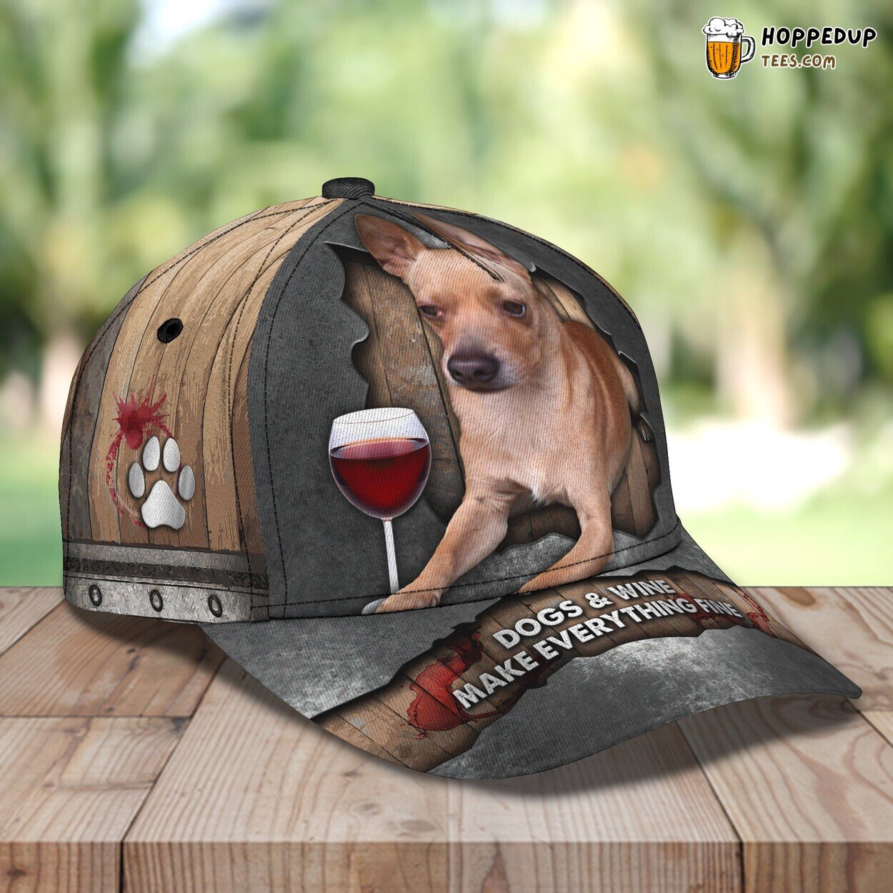 Dog Wine Design Classic 3D Cap Personalized Name Unique Premium Edition Look