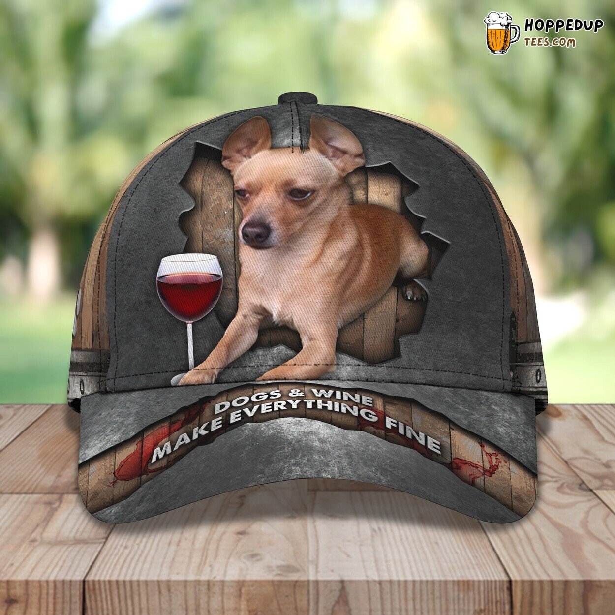 Dog Wine Design Classic 3D Cap Personalized Name Unique Premium Edition Look