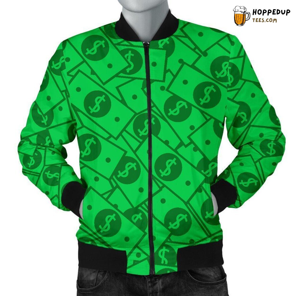 Dollar Bills Money Essence Men’s Bomber Jacket Unique Pattern Design Art