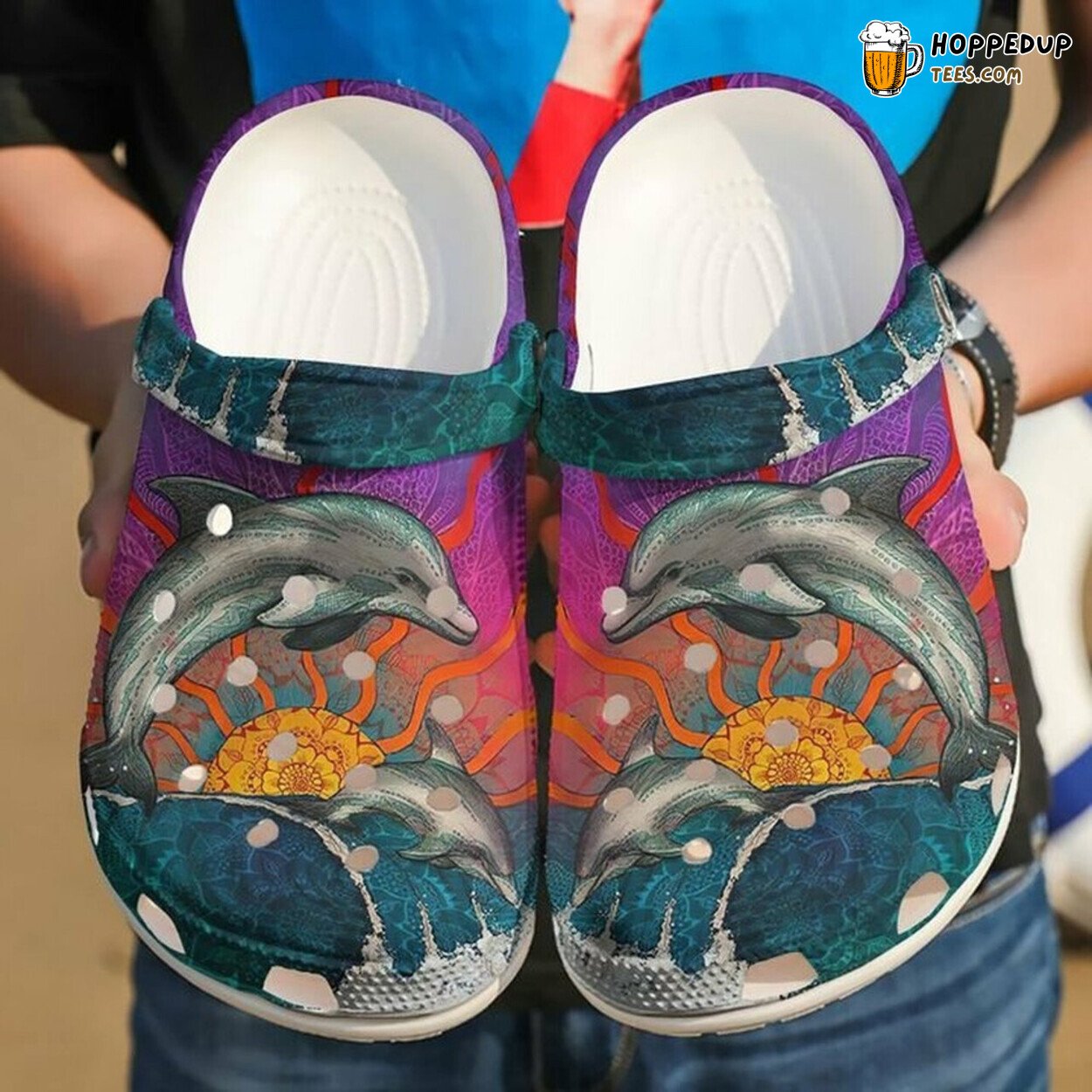 Dolphin Couple Classic Water Rubber Clog Shoes Comfy Footwear for Animal Fans