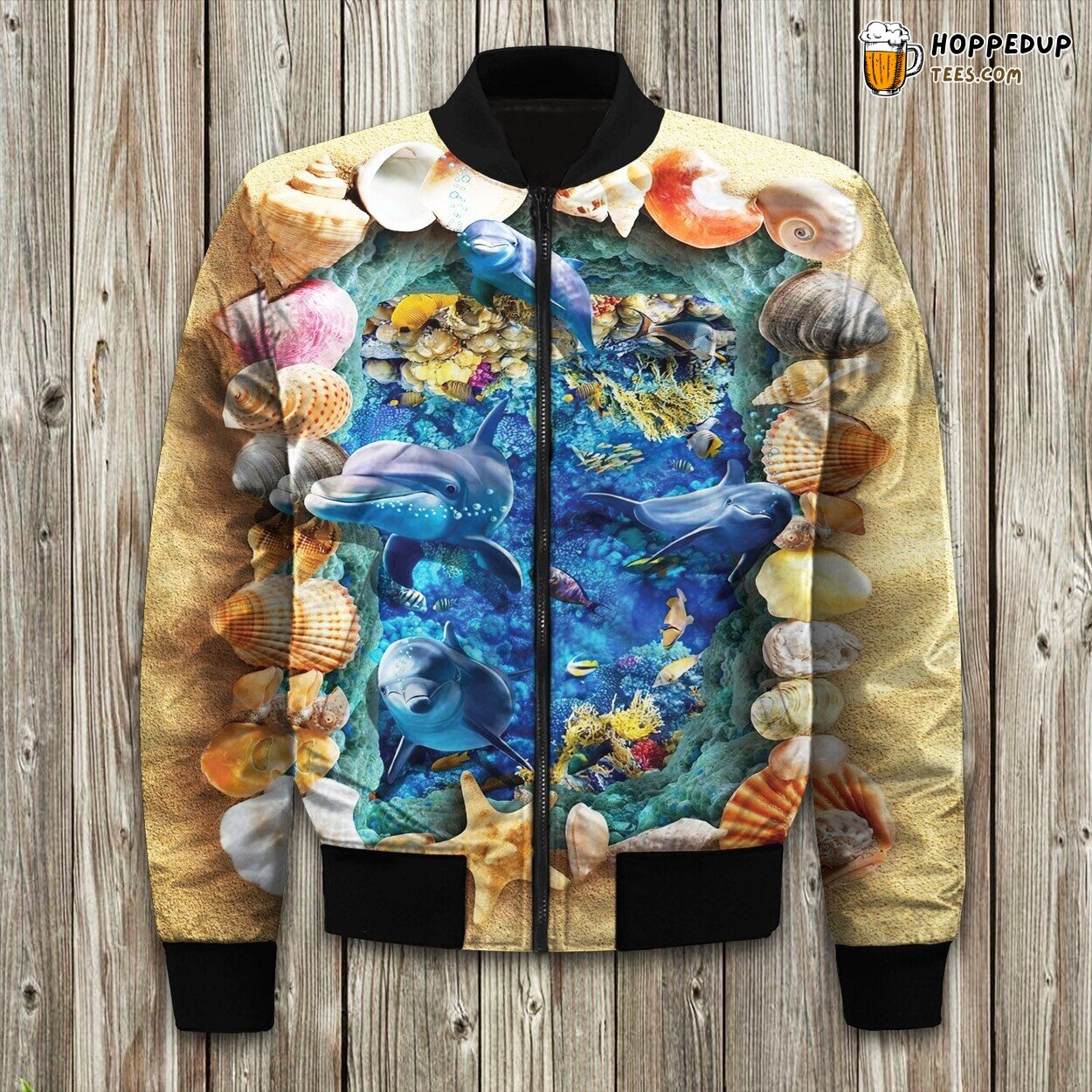 Dolphin Elegance Bomber Jacket Winter Luxurious Quality Warm Padded Cute
