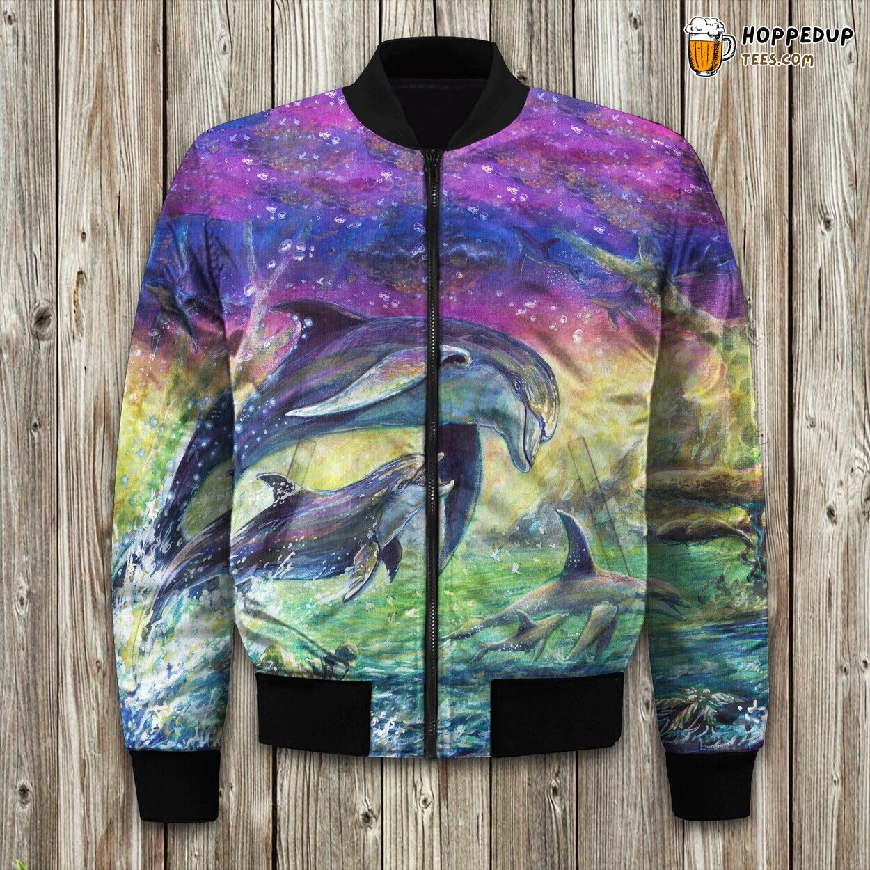Dolphin Jump On The Sea Bomber Jacket