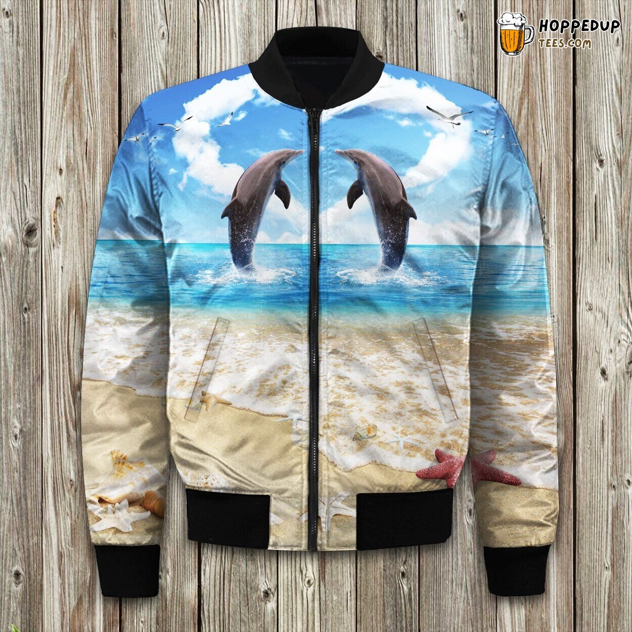 Dolphin Love Essence Bomber Jacket Winter Luxurious Quality Padded Warm Cute
