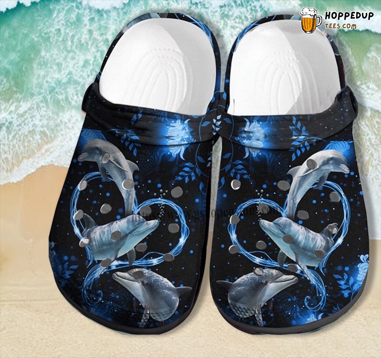 Dolphin Ocean Heart Dark Blue Women’s Birthday Gift Clogs