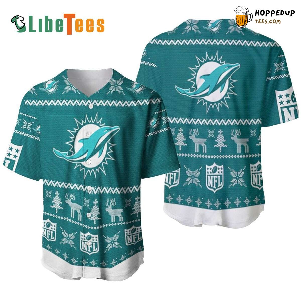 Dolphins Christmas Festive Pattern Baseball Jersey Enthusiast’s Delight