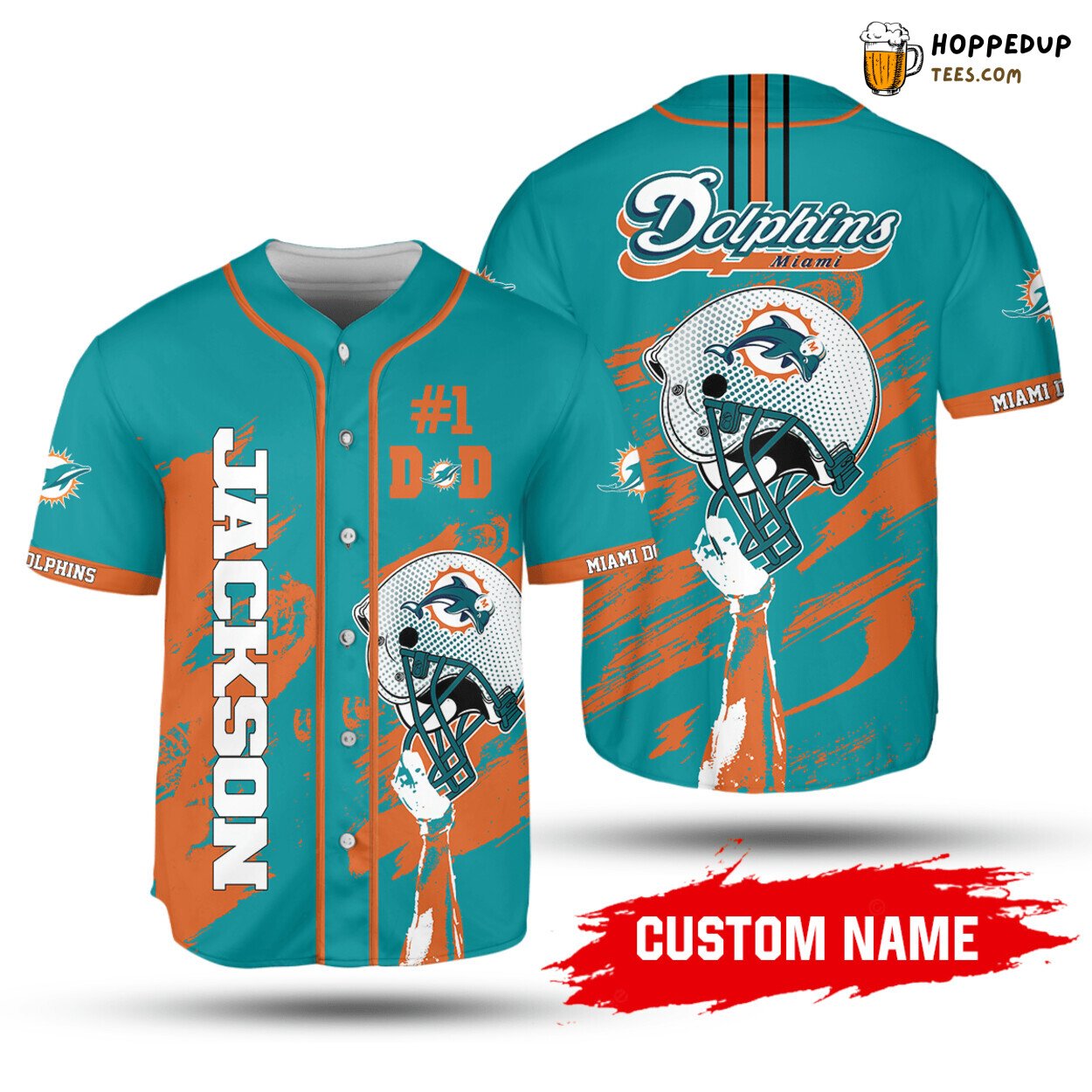 Dolphins Personalized Aqua Unisex Baseball Jersey Elite Fan Fashion