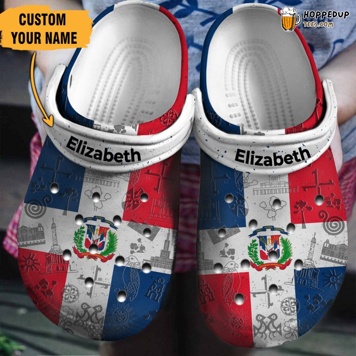 Dominican Flag Fan Gift Classic Water Rubber Comfy Clogs