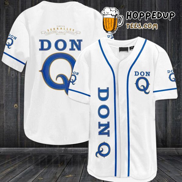 Don Q Rum Inspired White Baseball Jersey Unique Distinctive Design Look
