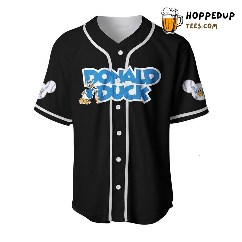 Donald Duck Cartoon Graphics All Over Print Unisex Baseball Jersey Black Unisex Jersey Shirt