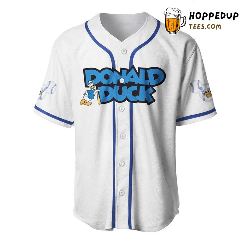 Donald Duck Cartoon Graphics All Over Print Unisex Baseball Jersey White Unisex Jersey Shirt