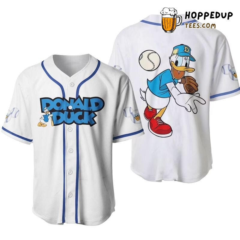 Donald Duck Disney Pitcher White 3D Cartoon Baseball Jersey